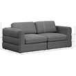 Maklaine Contemporary Grey Durable Linen Textured Fabric Modular Sofa