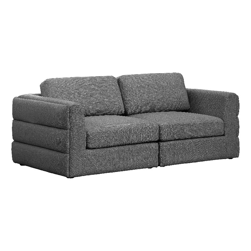 Maklaine Contemporary Grey Durable Linen Textured Fabric Modular Sofa