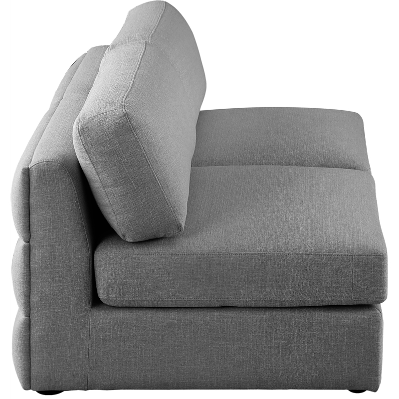 Maklaine Contemporary Grey Durable Linen Textured Fabric Modular Sofa