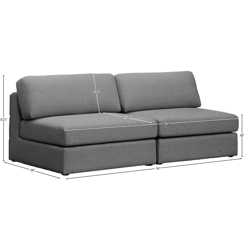 Maklaine Contemporary Grey Durable Linen Textured Fabric Modular Sofa