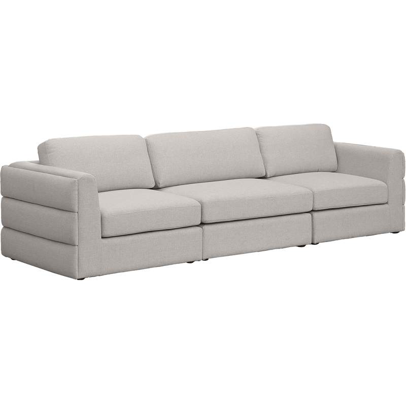 Maklaine Contemporary Beige Durable Linen Textured Fabric Modular Sofa
