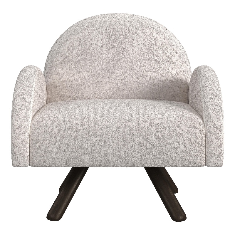 Maklaine Modern Accent Chair with Wood Frame in Beige Finish