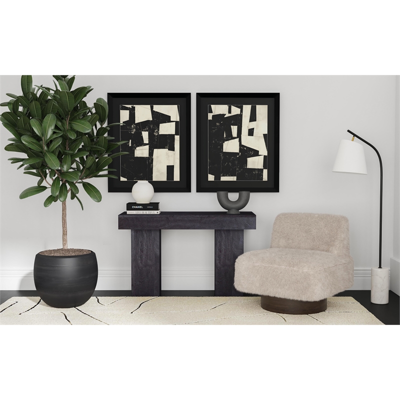 Maklaine Faux Fur Beige Swivel Accent Chair with Wood Base 30