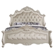 Maklaine Transitional Button Tufted Wooden Frame Bed in Champagne Gold
