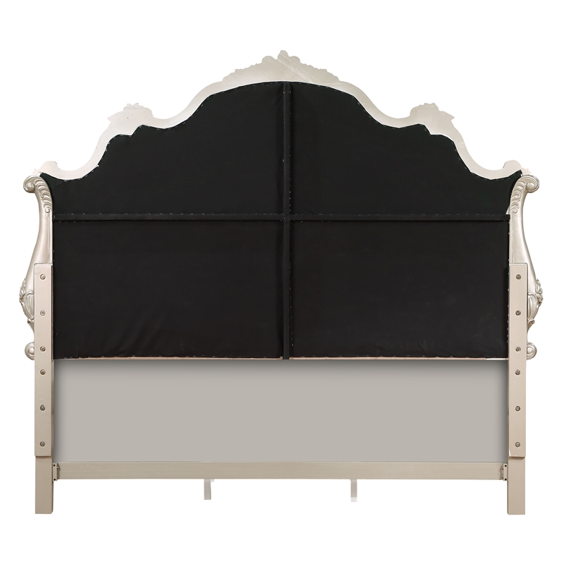 Maklaine Transitional Button Tufted Wooden Frame Bed in Champagne Gold
