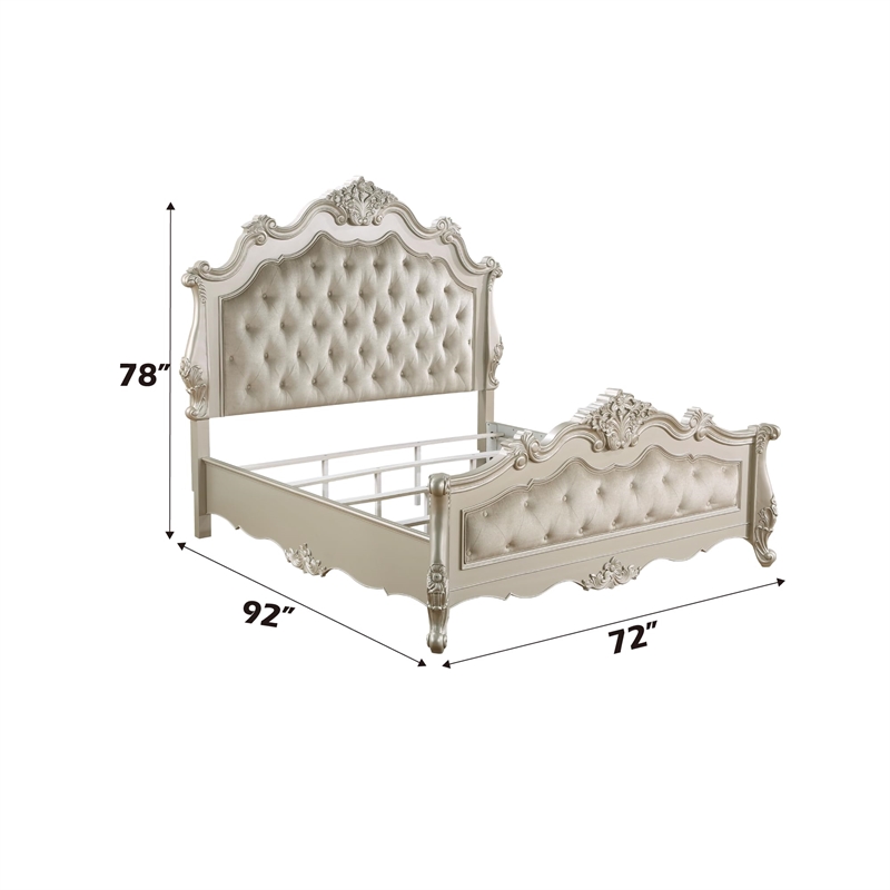 Maklaine MDF Champagne Gold Bed Rectangular Button Tufted 91.6