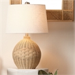 Maklaine 1-Light Rattan & Linen Table Lamp in Natural/White Finish
