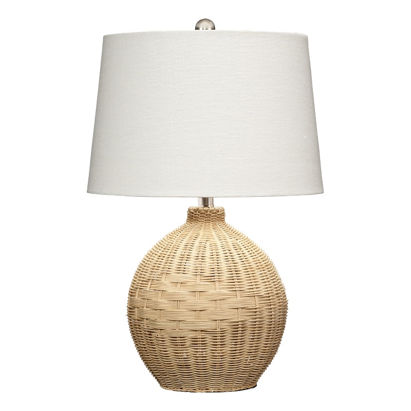 Maklaine 1-Light Rattan & Linen Table Lamp in Natural/White Finish