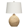 Maklaine 1-Light Rattan & Linen Table Lamp in Natural/White Finish