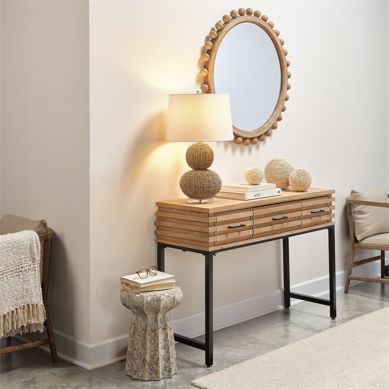 Maklaine Contemporary Hand-woven Rattan Table Lamp in Natural