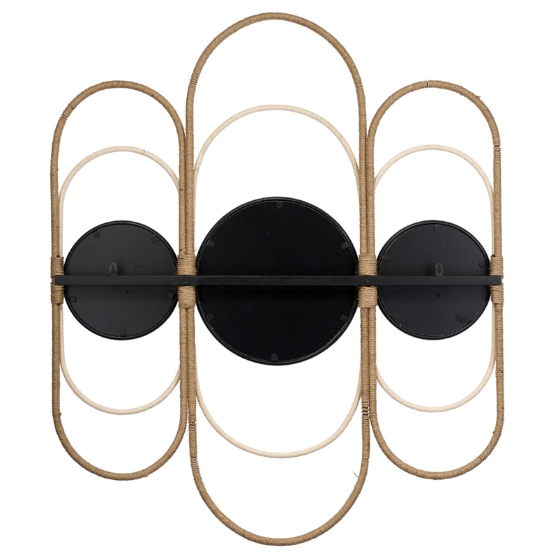 Maklaine Round Metal & Rope Decorative Mirror in Natural/Black