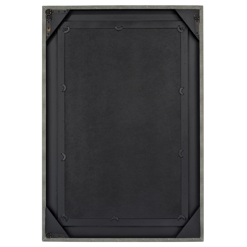 Maklaine Faux Shagreen Vinyl Gray Mirror Rectangular Beveled Glass 38