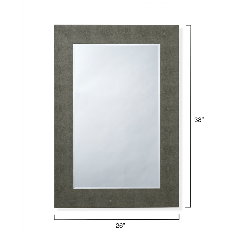 Maklaine Faux Shagreen Vinyl Gray Mirror Rectangular Beveled Glass 38