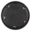 Maklaine Round Transitional Faux Leather & Glass Mirror in Gray