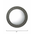 Maklaine Round Transitional Faux Leather & Glass Mirror in Gray
