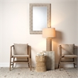 Maklaine Transitional Faux Shagreen Vinyl/Glass Mirror in Ivory