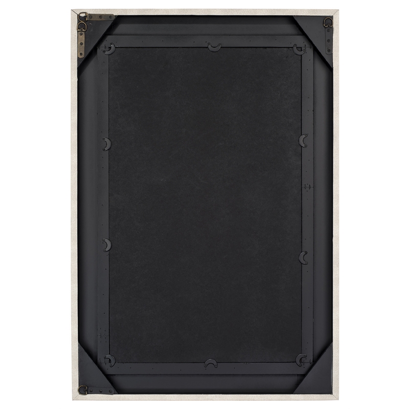 Maklaine Transitional Faux Shagreen Vinyl/Glass Mirror in Ivory