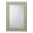 Maklaine Transitional Faux Shagreen Vinyl/Glass Mirror in Ivory