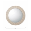Maklaine Round Transitional Faux Leather & Glass Mirror in Ivory