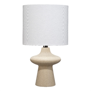 Maklaine 1-Light Modern Ceramic & Linen Table Lamp in Beige/White