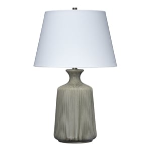 Maklaine Traditional Ceramic & Metal Table Lamp in Gray/Off White