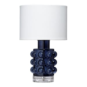 Maklaine Modern Blown Glass & Acrylic Table Lamp in Blue/Off White