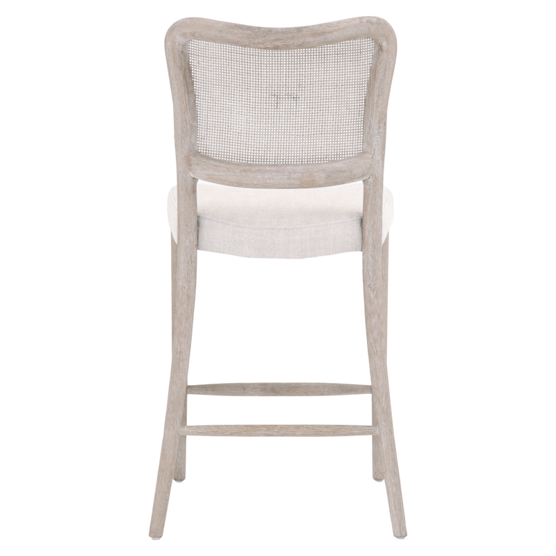Maklaine Fabric Bisque Beige Counter Stool Rectangular Cane Back 25