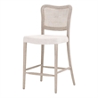 Maklaine Fabric Bisque Beige Counter Stool Rectangular Cane Back 25