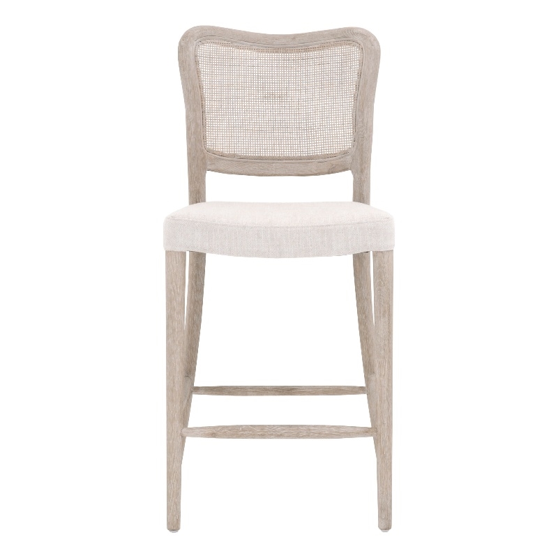 Maklaine Fabric Bisque Beige Counter Stool Rectangular Cane Back 25