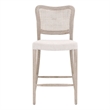 Maklaine Fabric Bisque Beige Counter Stool Rectangular Cane Back 25
