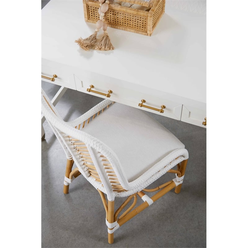 Maklaine Transitional Wood and Steel Desk in Matte White Finish