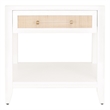 Maklaine Transitional Wood Side Table in White / Natural Finish