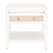 Maklaine Transitional Wood Side Table in White / Natural Finish