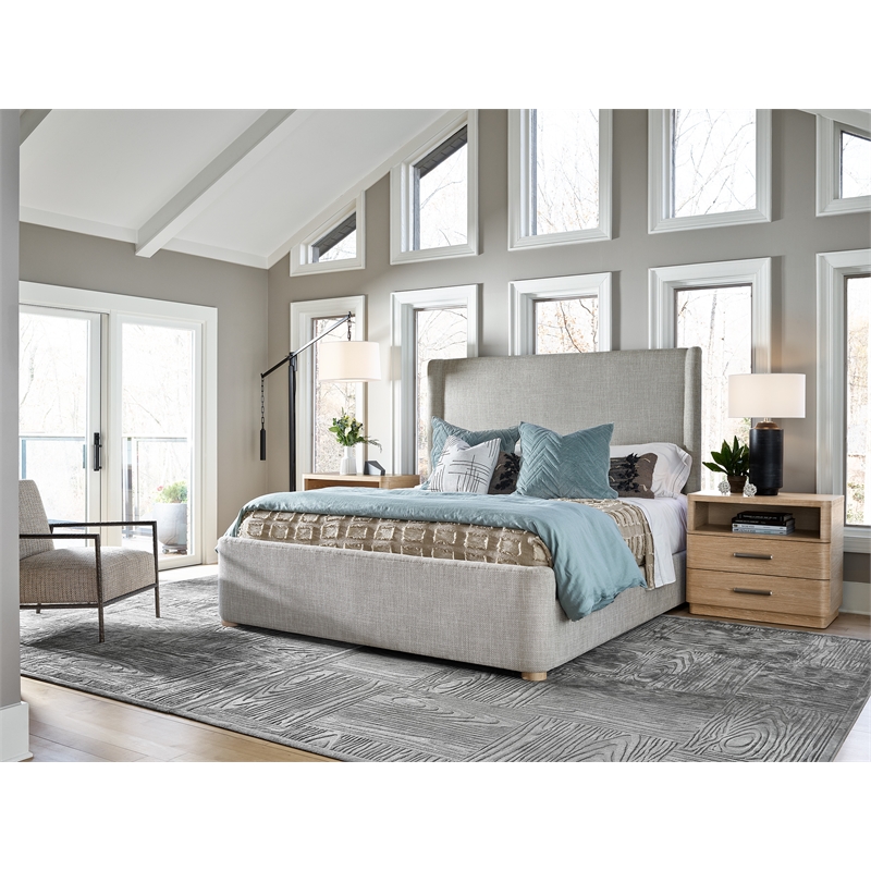 Maklaine Contemporary Nightstand with Two Drawers in Tan Tech Oak