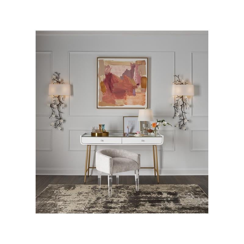 Maklaine Fabric White Vanity Chair Rectangular 24