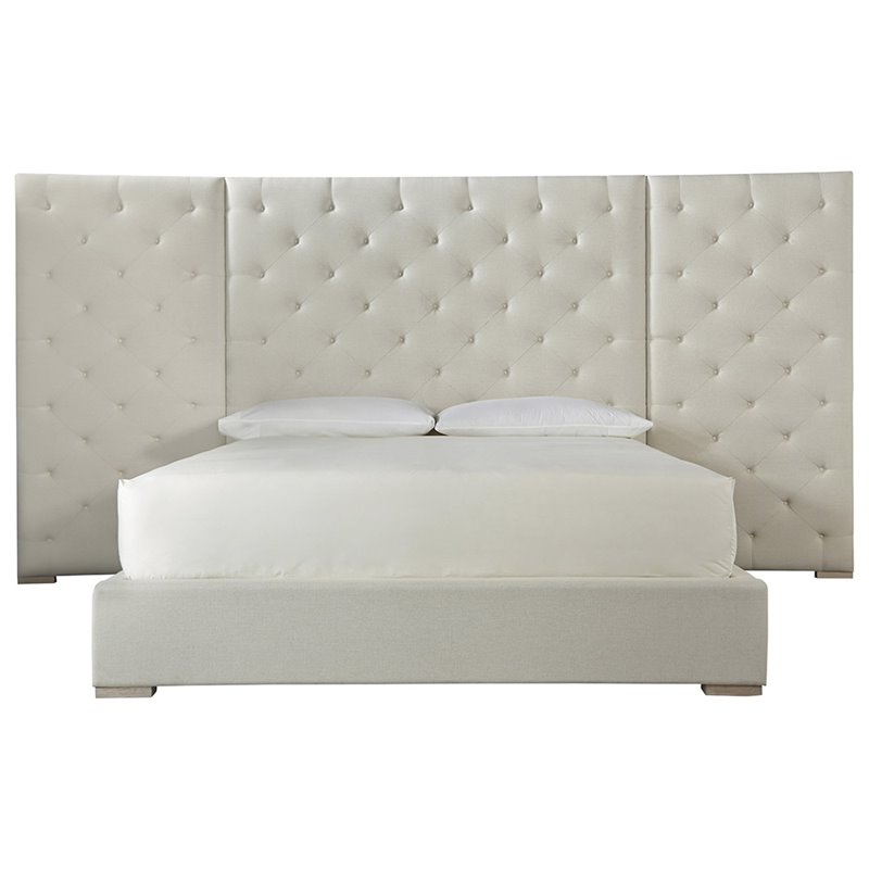 Maklaine High Performance Fabric Quartz King Panel Bed Rectangular Diamond Tufted 163