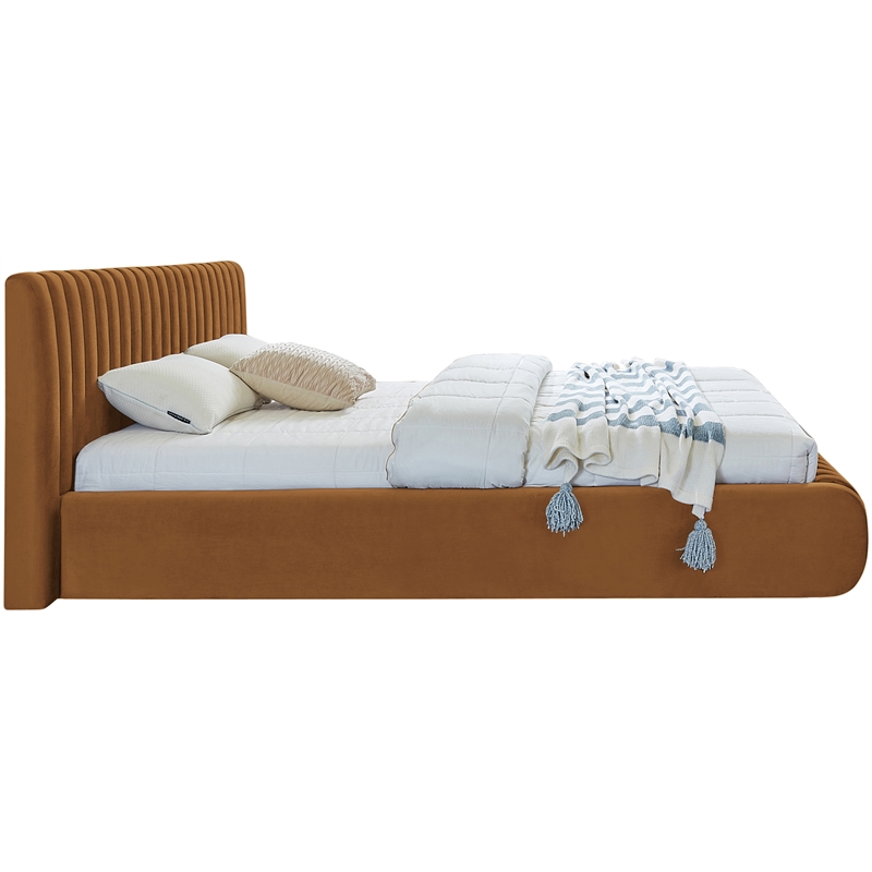 Maklaine Contemporary Deep Channel Tufted Rich Saddle Velvet Full Bed