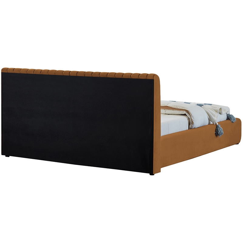Maklaine Contemporary Deep Channel Tufted Rich Saddle Velvet Full Bed