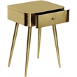 Maklaine Contemporary Gold Metal Night Stand with 1 Storage Drawer