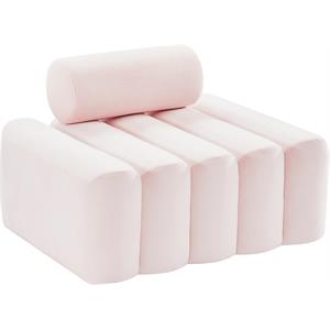 Maklaine Contemporary Deep Channel Tufted Soft Rich Pink Velvet Chair