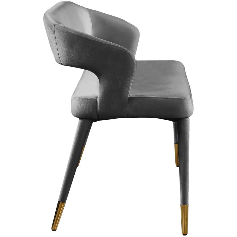 Maklaine Velvet Gray Bench Rectangular Contemporary Rounded Back Upholstered Legs Unassembled