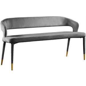 Maklaine Velvet Gray Bench Rectangular Contemporary Rounded Back Upholstered Legs Unassembled