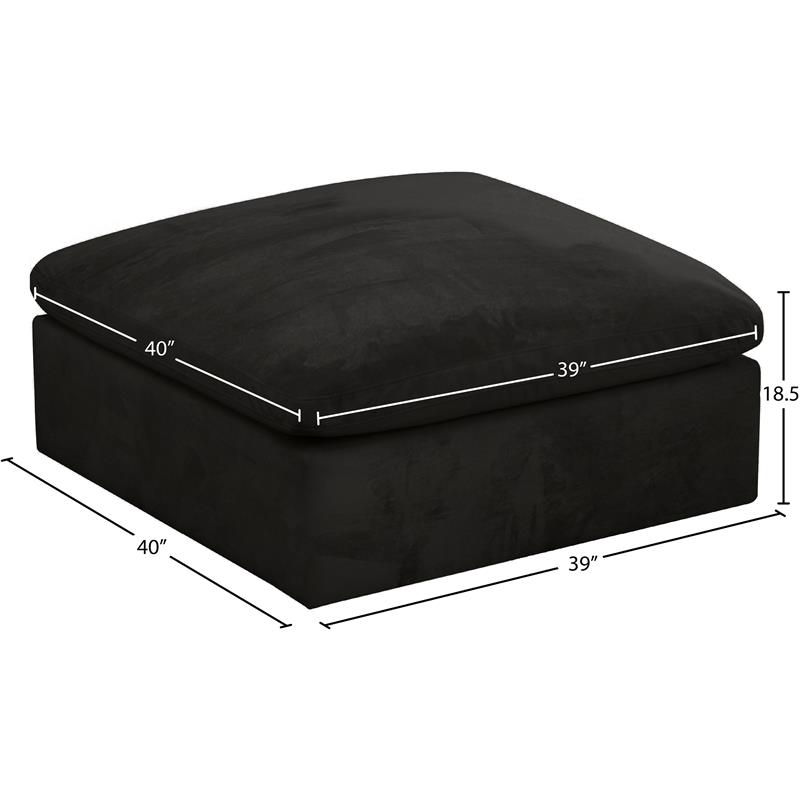 Maklaine Contemporary Soft Rich Black Velvet Modular Ottoman