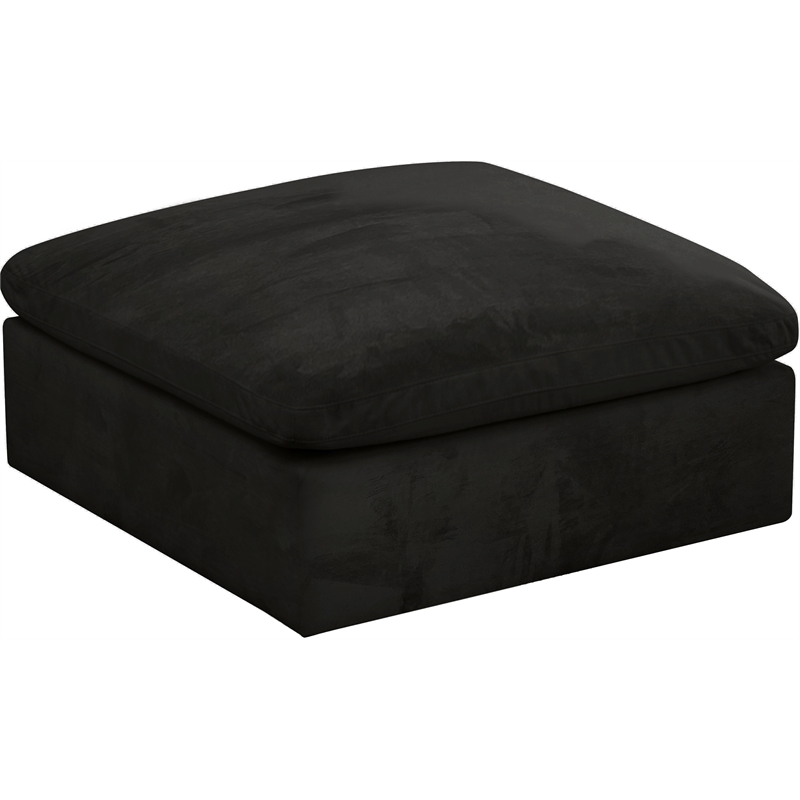 Maklaine Contemporary Soft Rich Black Velvet Modular Ottoman