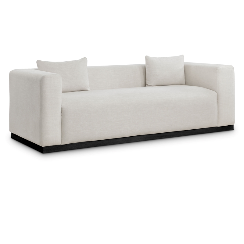 Maklaine Contemporary Beige Finish Linen Textured Fabic Sofa