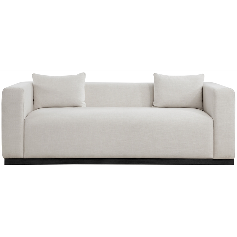 Maklaine Contemporary Beige Finish Linen Textured Fabic Sofa