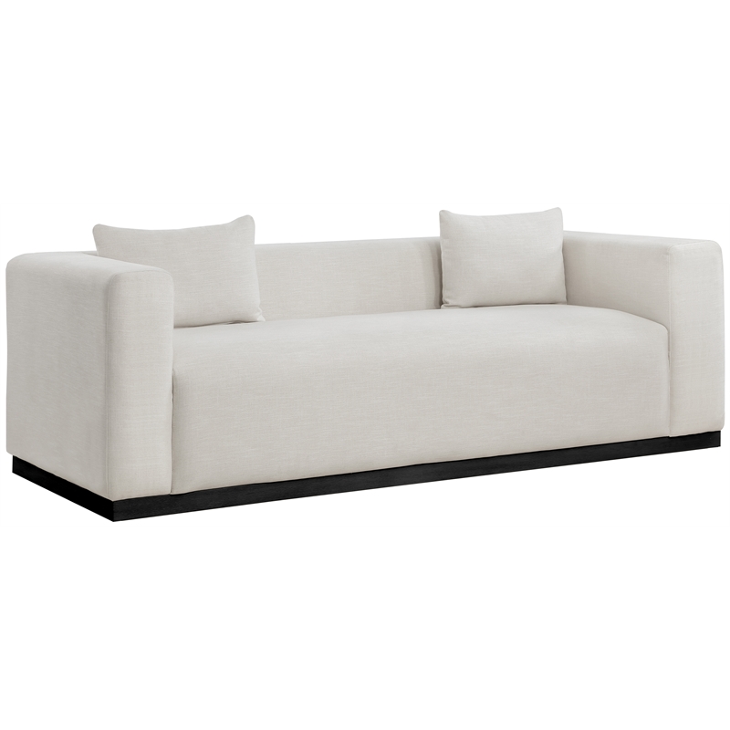 Maklaine Contemporary Beige Finish Linen Textured Fabic Sofa