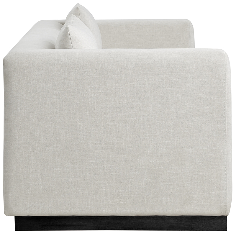 Maklaine Contemporary Beige Finish Linen Textured Fabic Sofa