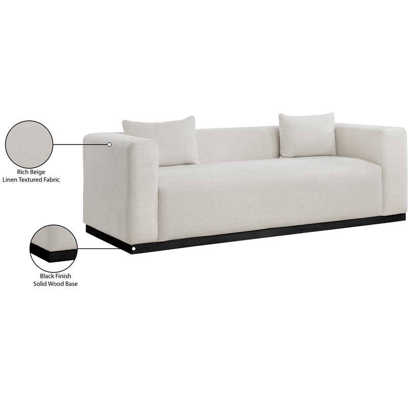Maklaine Contemporary Beige Finish Linen Textured Fabic Sofa