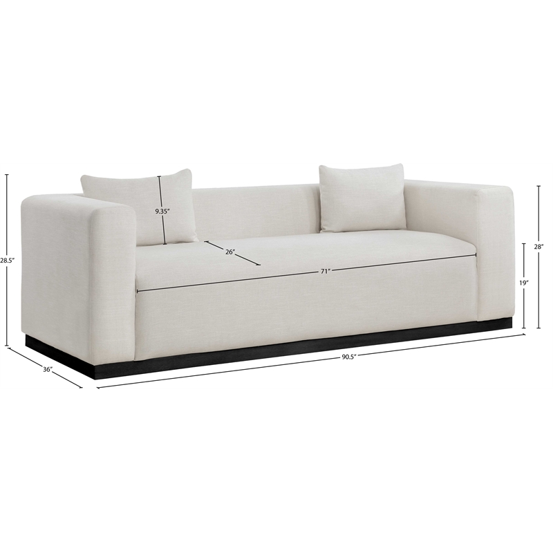 Maklaine Contemporary Beige Finish Linen Textured Fabic Sofa
